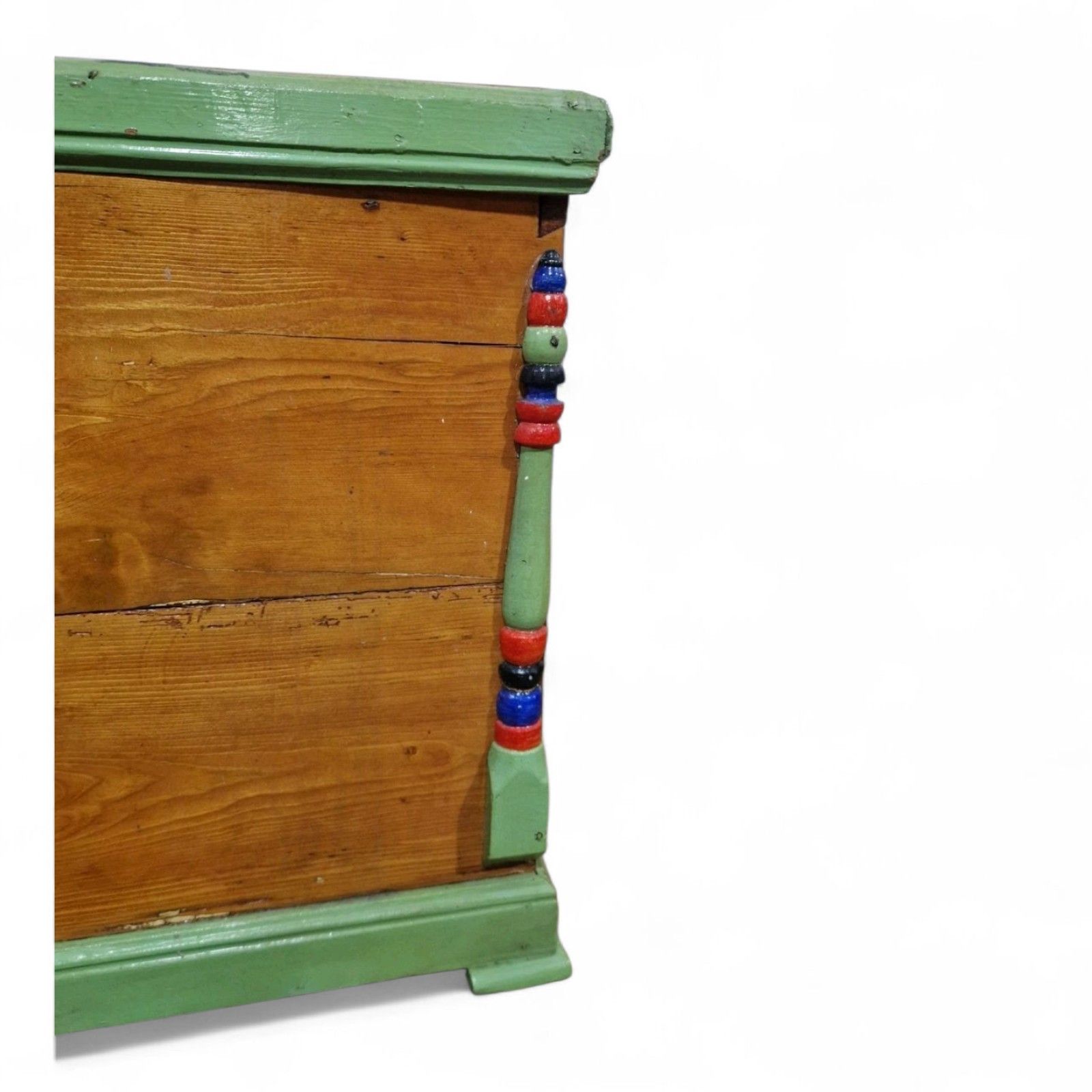 Pine Blanket Box Antique Wood Hand Painted Scandinavian Folk Art Storage Chest photo buy