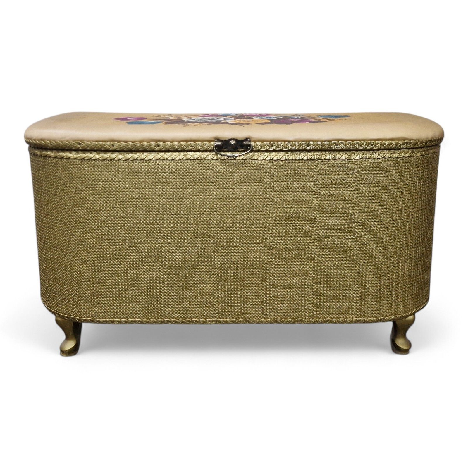 Vintage Blanket Box Upholstered Top Floral Motif Lift Up Lid Storage Trunk photo for sale