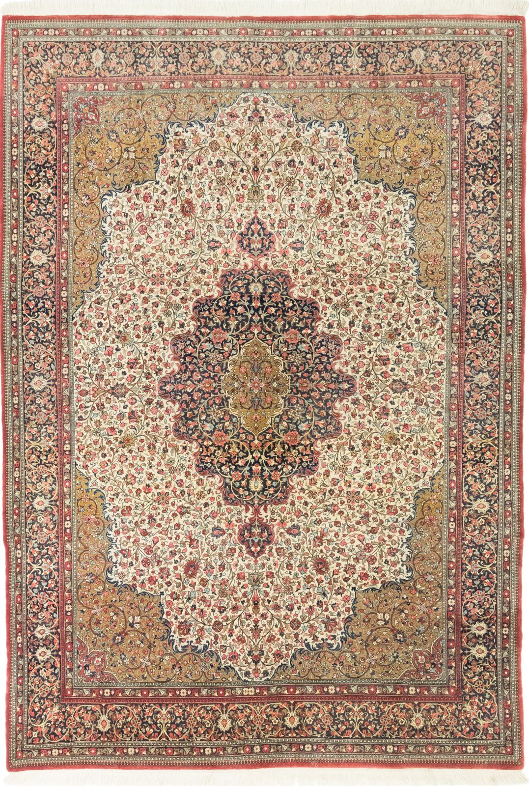 Ghom Rug, 307 × 215 Cm, Floral Medallion Design