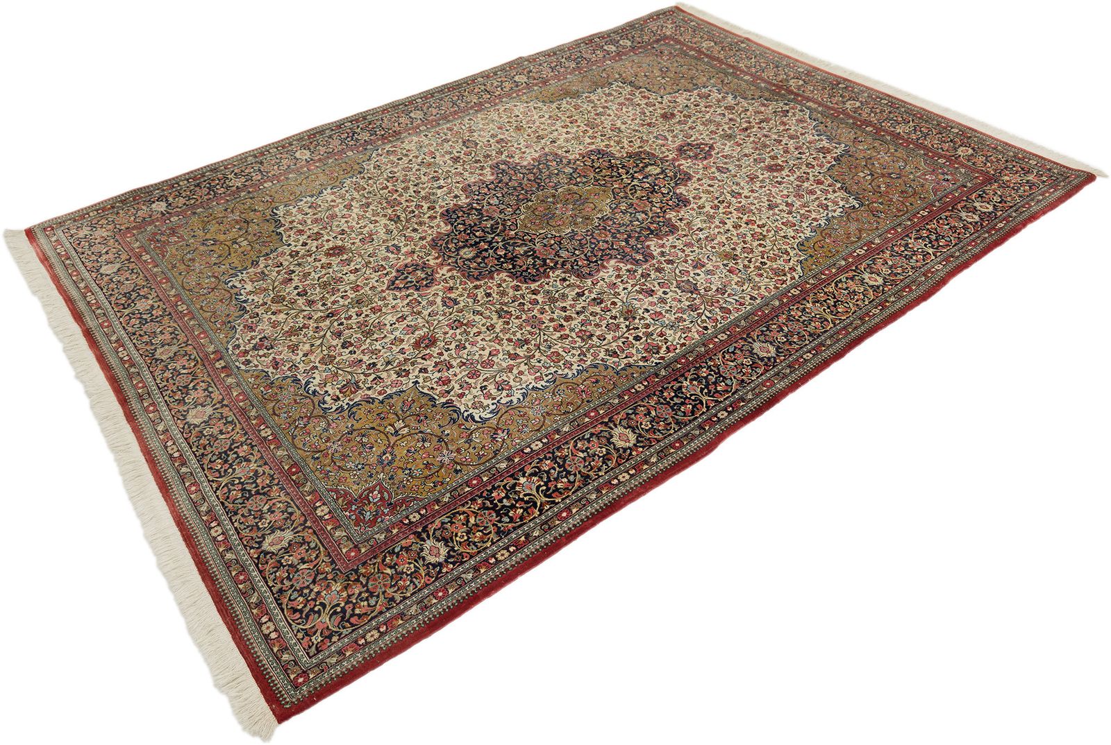 Ghom Rug, 307 × 215 Cm, Floral Medallion Design photo furniture