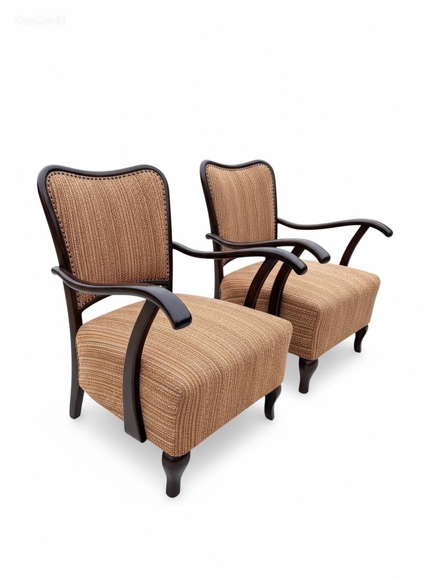 Pair Of Art Deco Armchairs In The Style Of Jindřich Halabala