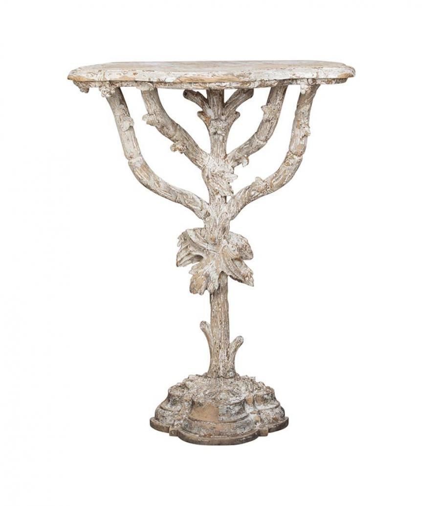 19th Century French Console Table In Carved Wood Branch Design