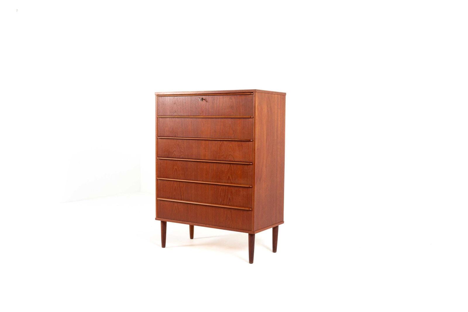 Vintage 1960s Danish Teak Tallboy Chest Of Six Drawers By Si Bomi Møbler photo Furniture