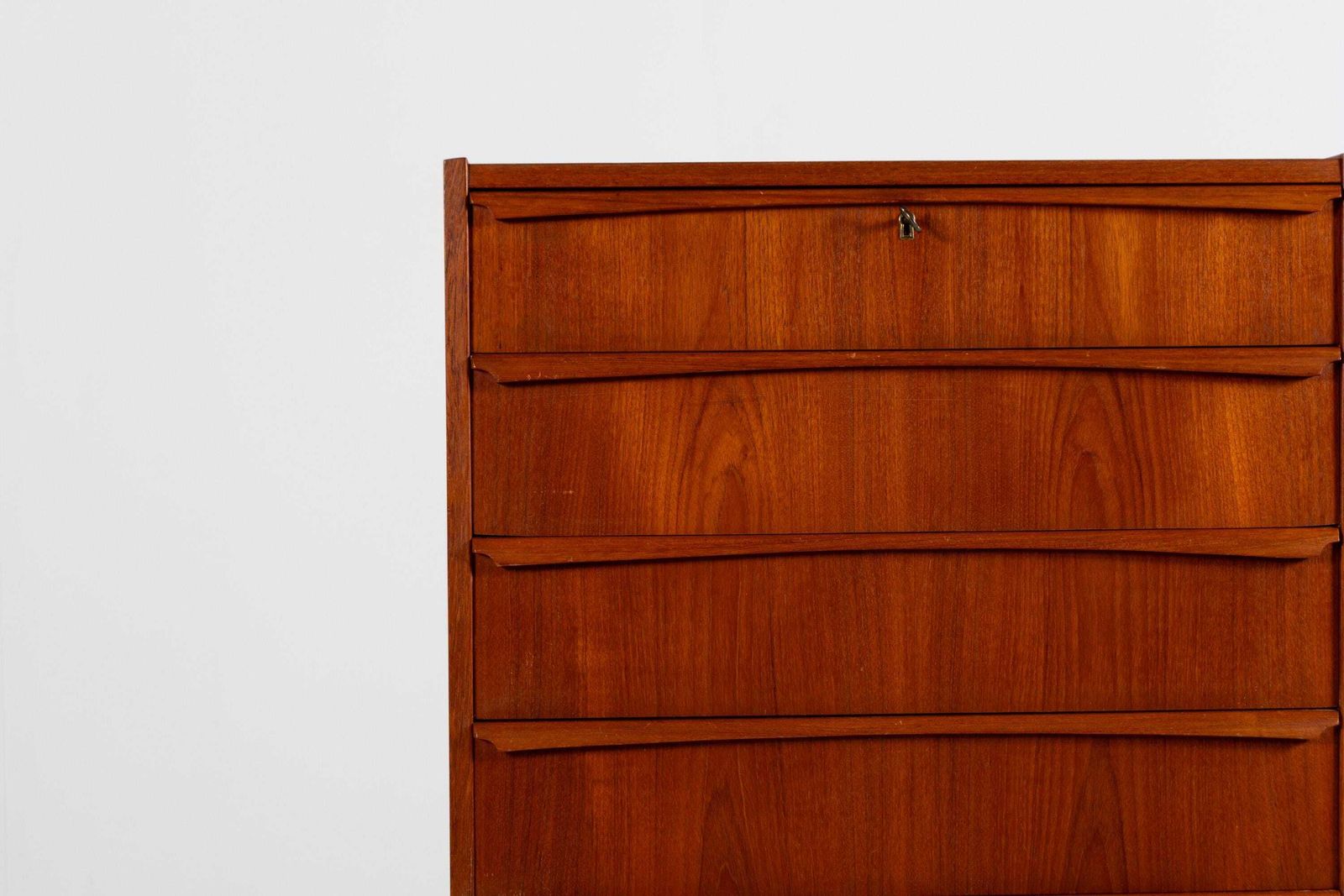 Vintage jaren 1960 teakhouten tallboy ladekast met zes laden, Denemarken photo 1042.0