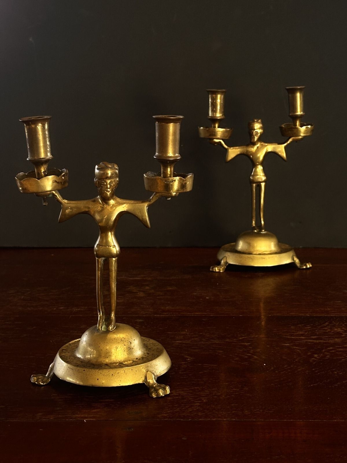 Pair Of Sculptural Art Deco Figural Candlesticks – Europe, Circa 1925–1935