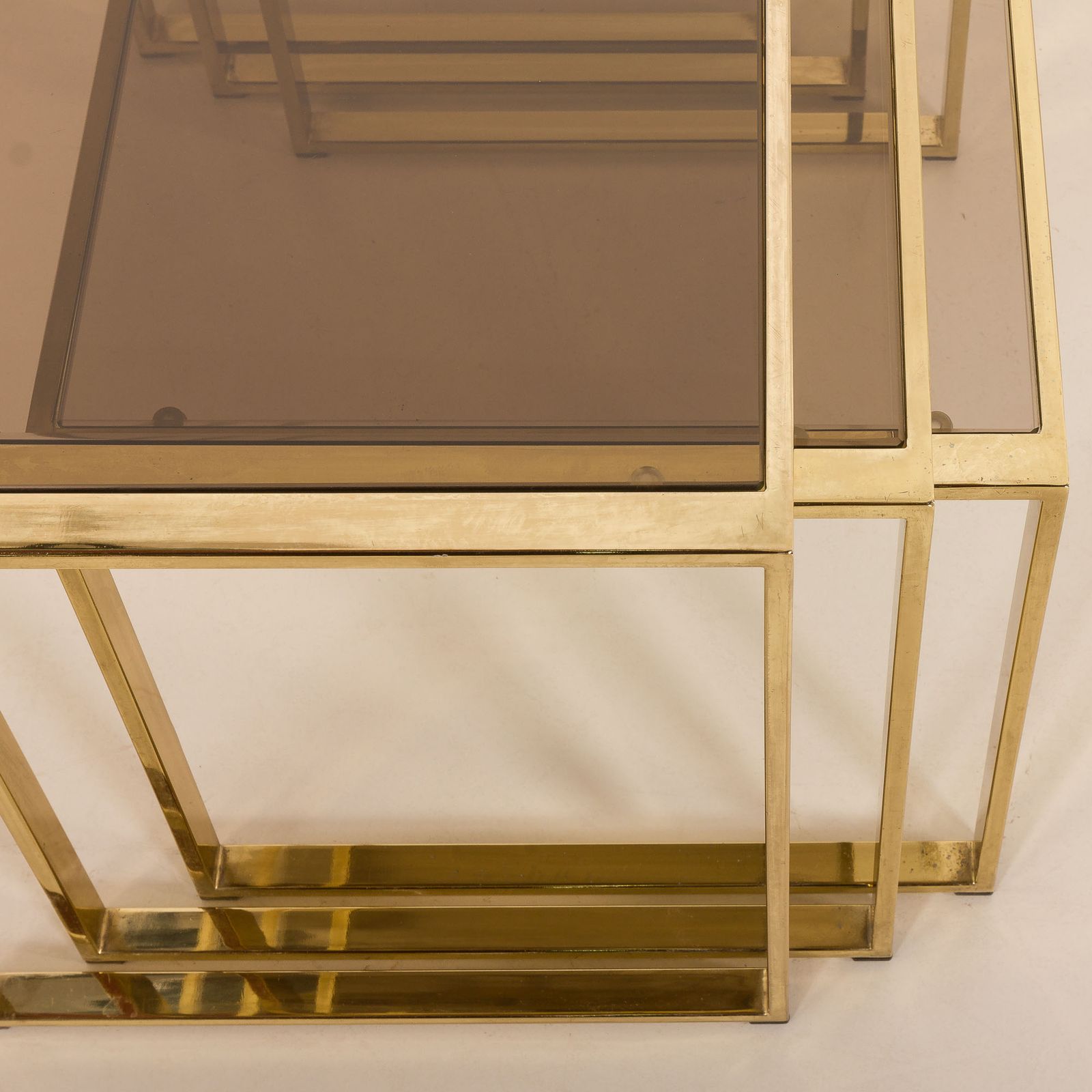 photo furniture Set Of Three Brass Nesting Tables In The Style Of Romeo Rega, Italy, 1970s