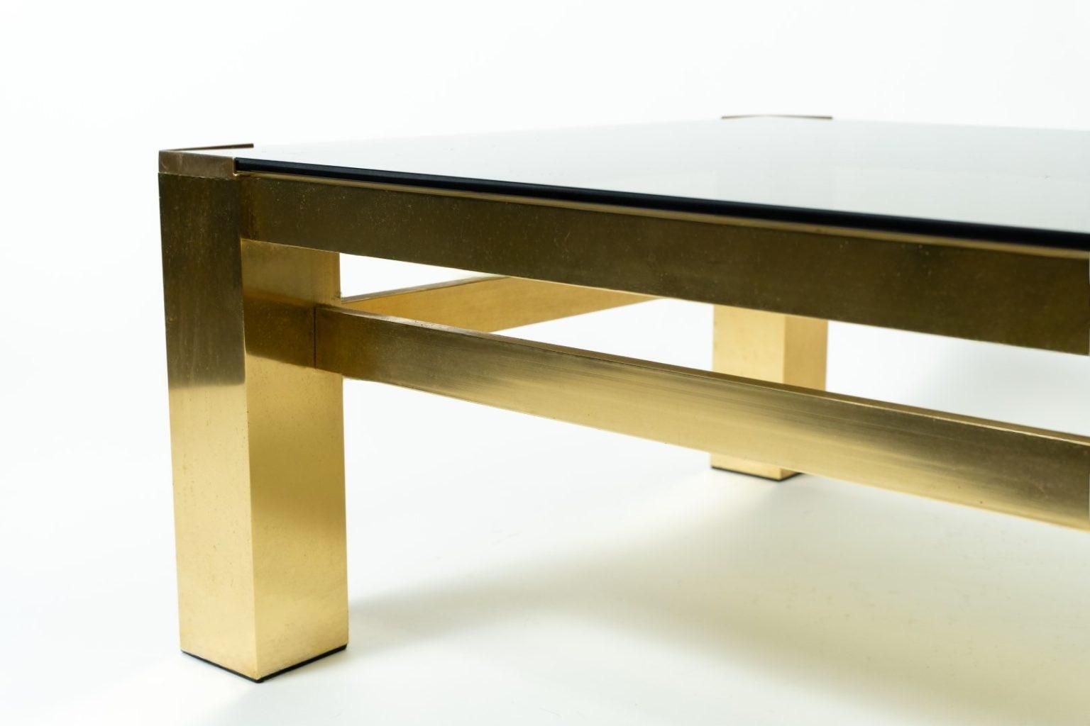 Modern Italian Coffee Table With Smoked Glass Top – 1970s photo for sale