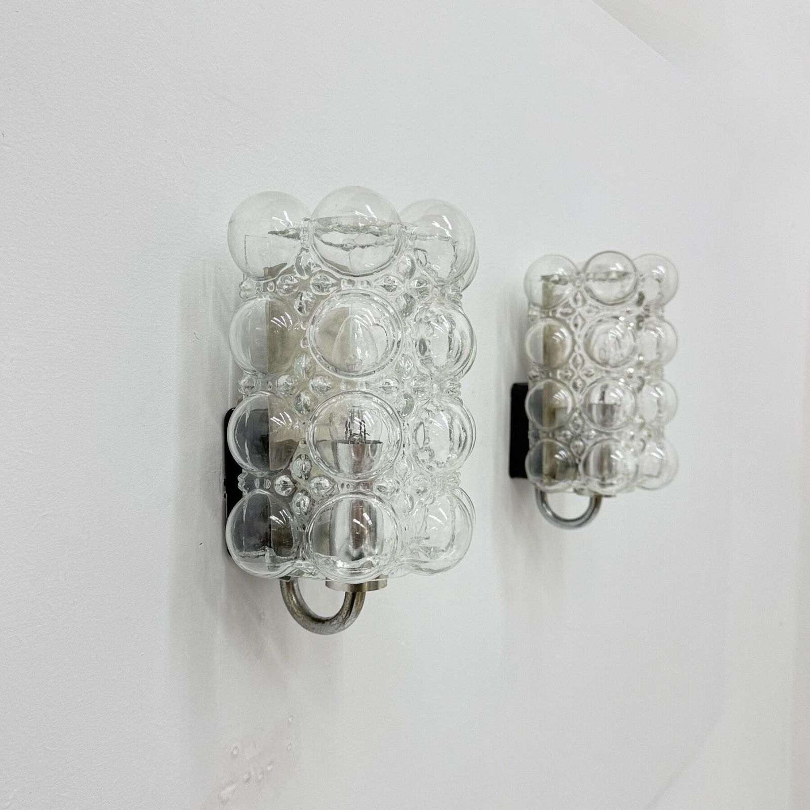 Set Of 2 Bubble Glass Wall Lamp Sconce By Helena Tynell For Limburg, Germany, 1970s