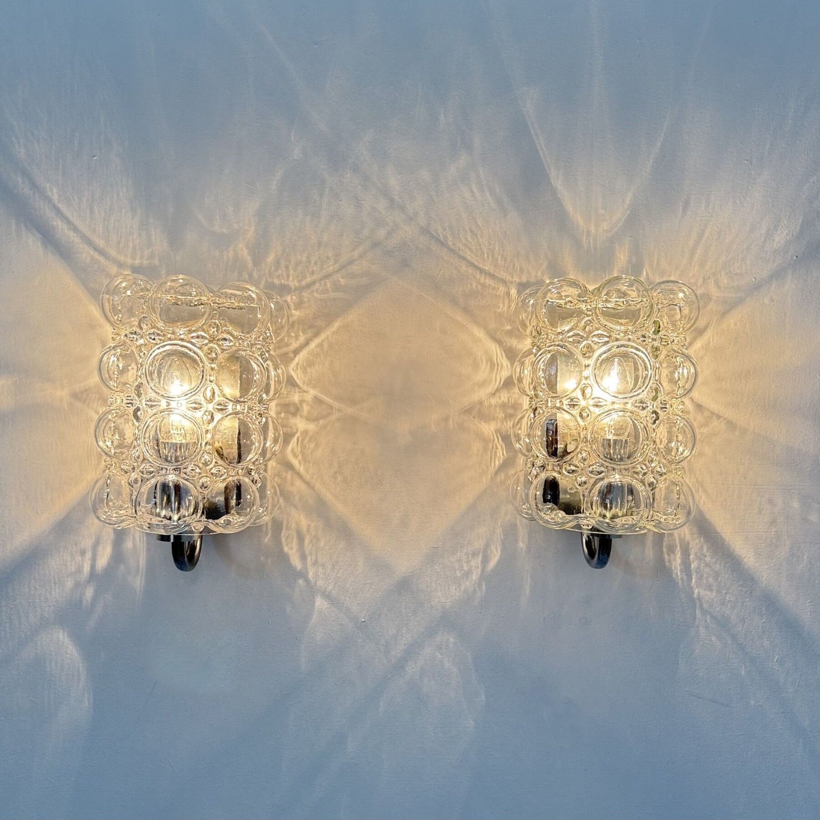 Set Of 2 Bubble Glass Wall Lamp Sconce By Helena Tynell For Limburg, Germany, 1970s photo for sale