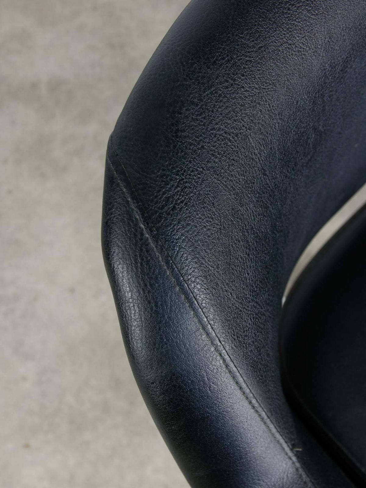 photo for sale Vintage Italian Black Leatherette And Chrome Swivel Chair, 70s