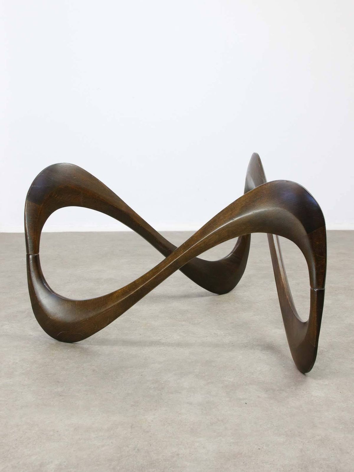Italian Organic "Snake" Wooden And Smoked Glass Coffee Table, 1960s photo buy