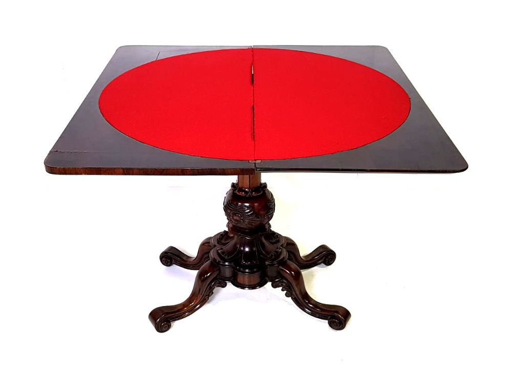 Top Quality 19th Century Rosewood Turn Over Leaf Card Table photo furniture