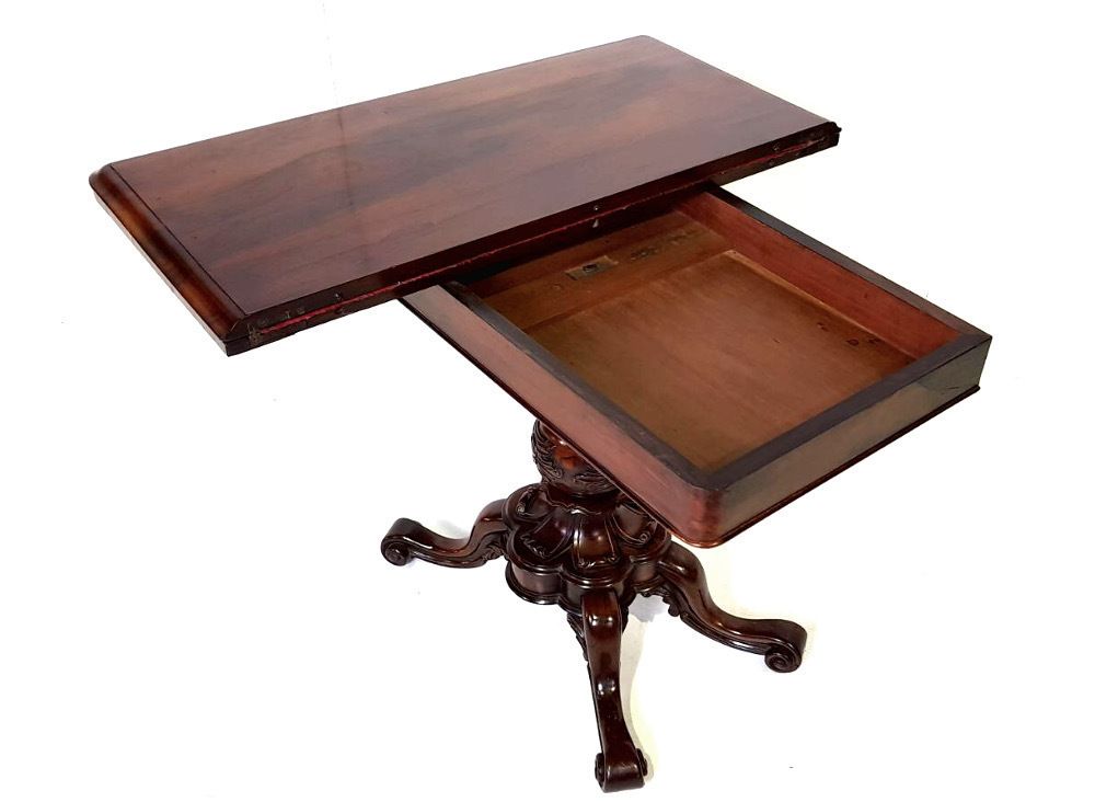 Top Quality 19th Century Rosewood Turn Over Leaf Card Table photo for sale