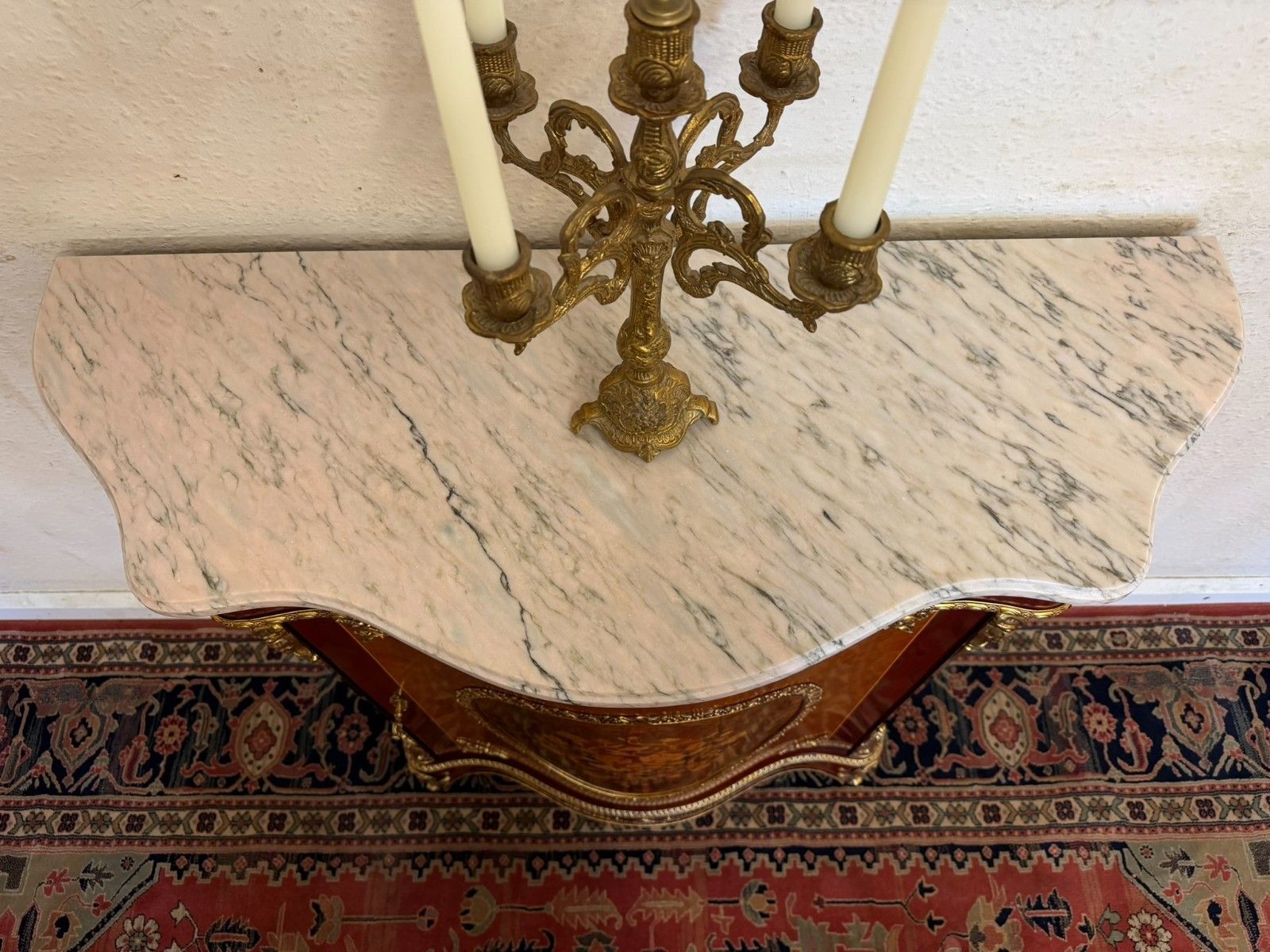 Quality French Marble Top Curved Side Cabinet photo vintage