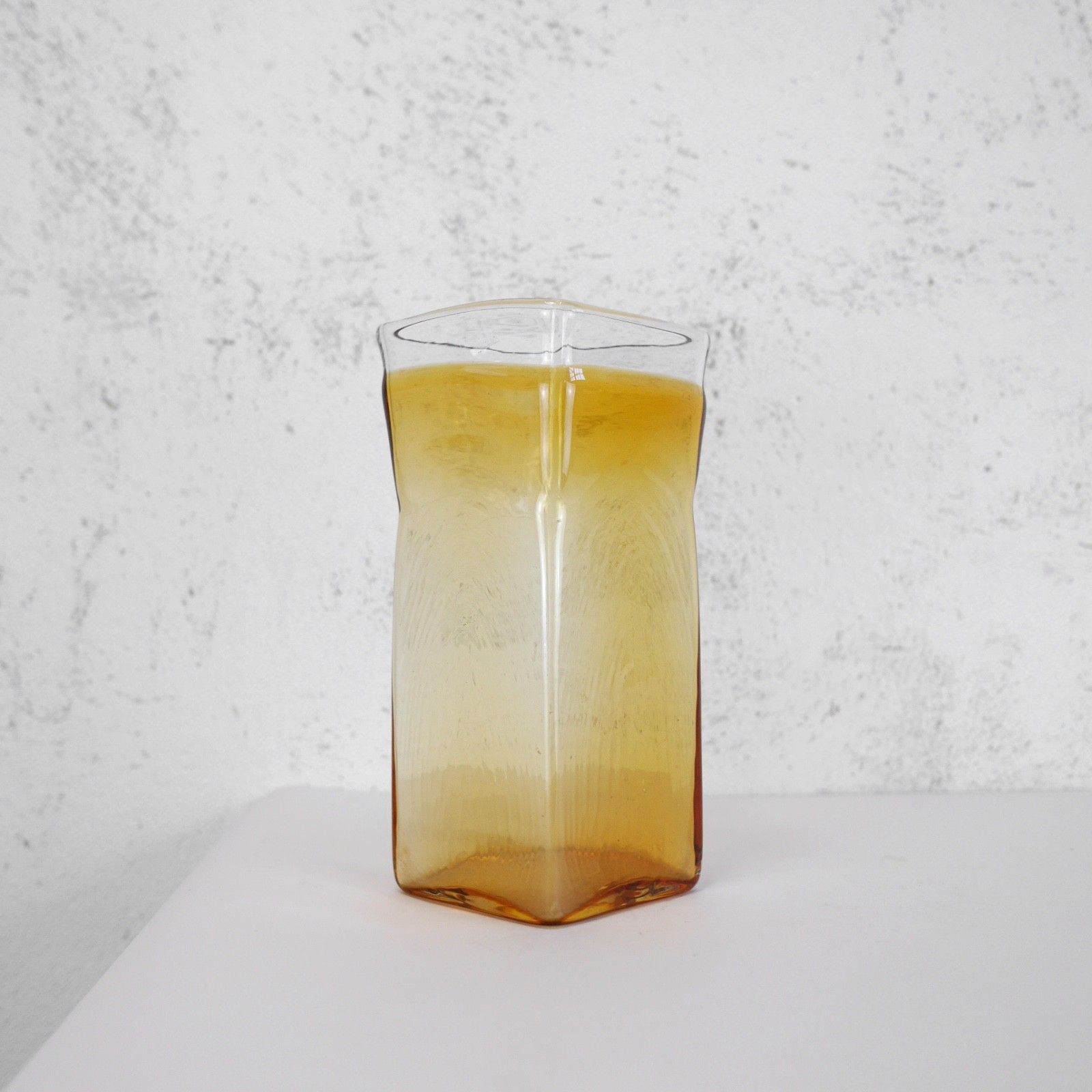 Vintage Mid Century Amber Hand Blown Art Glass Vase Murano Style #101534 photo 70.0