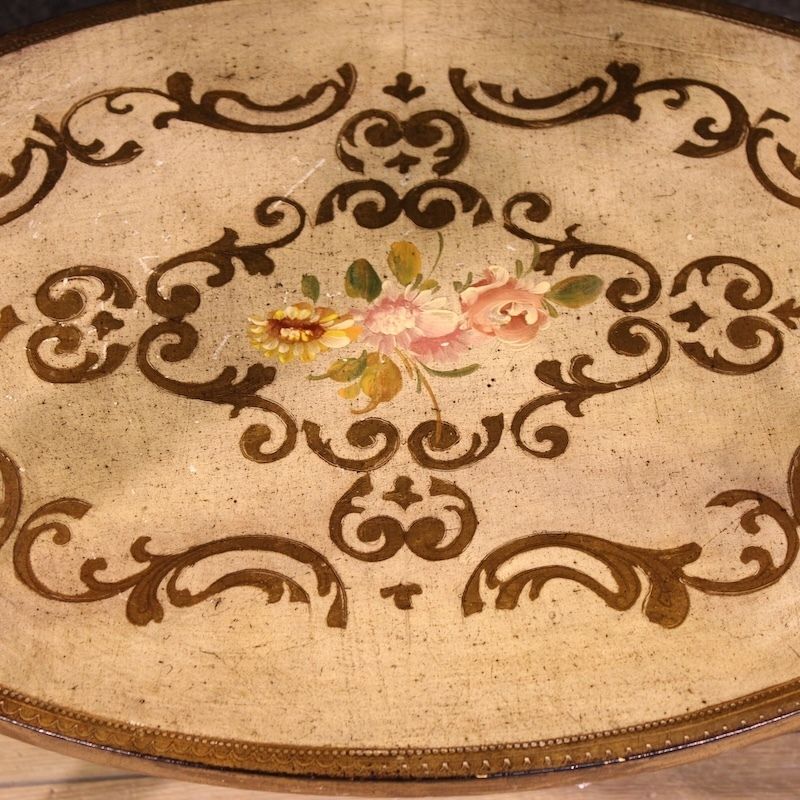Furniture 20th Century Tuscan Lacquered, Gilded And Painted Side Table photo