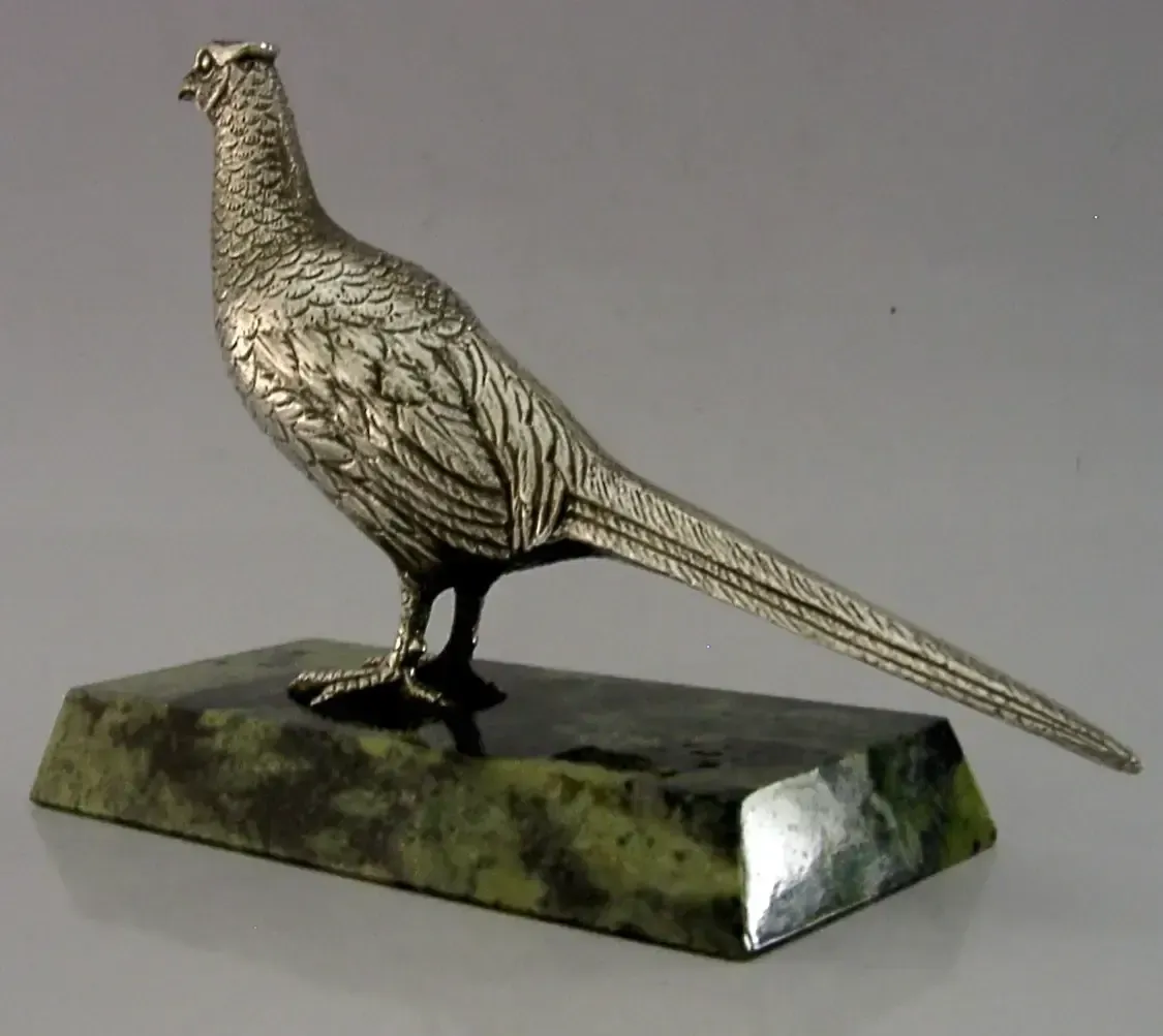 Rare Sterling Silver Desk Pheasant Bird Figure 1970 Hunting Shooting 430g photo 695.0