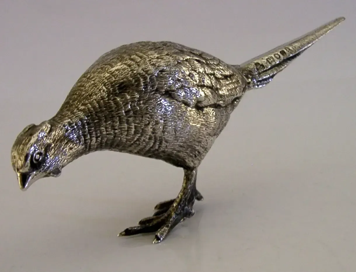 Figurine de faisan en argent sterling 262 g, Londres 1977, chasse photo for sale