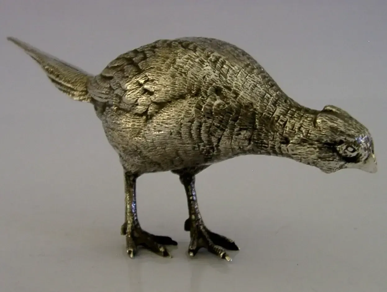 Heavy 262g Sterling Silver Pheasant Bird Figure 1977 Hunting Shooting English photo 645.0