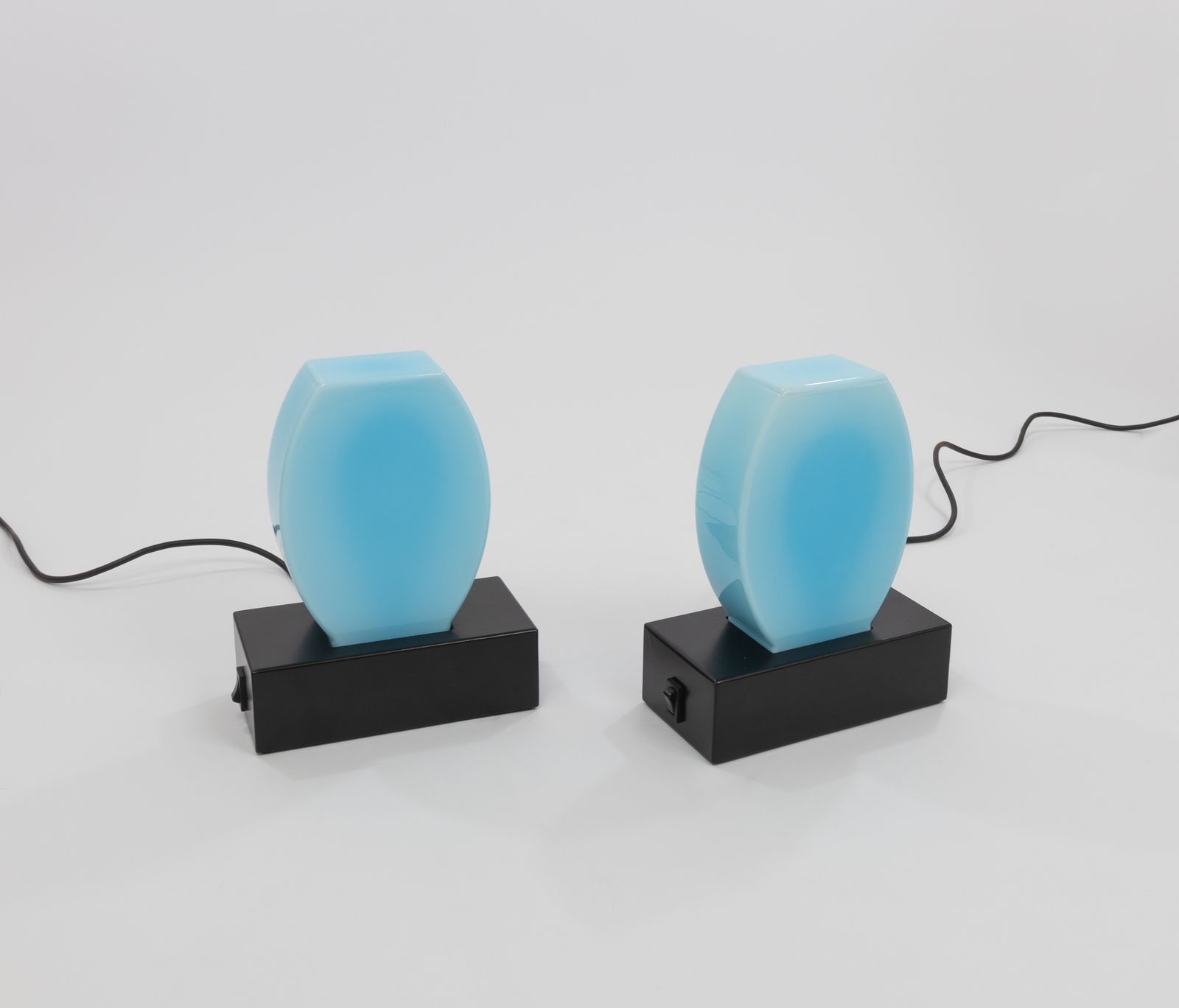 Pair Of Blue Dorane Table Lamps By Ettore Sottsass For Stilnovo, 1970s photo 1970.0