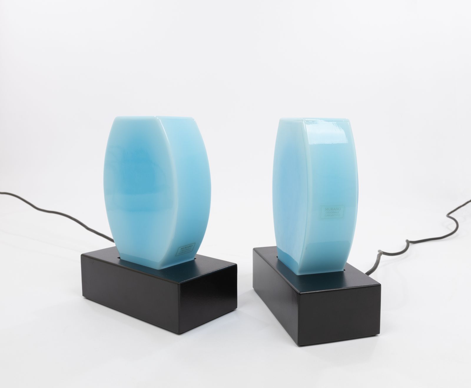 Pair Of Blue Dorane Table Lamps By Ettore Sottsass For Stilnovo, 1970s photo vinterior