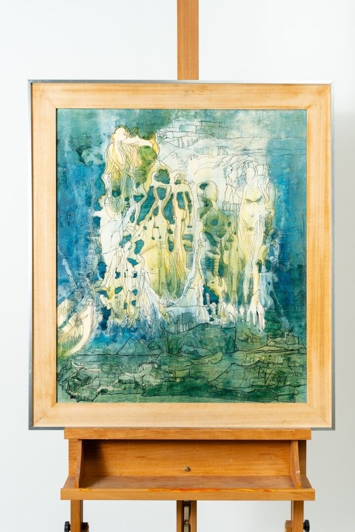 Abstract Organic Painting Depicting Atlantis Paiting   Lvi – 1971