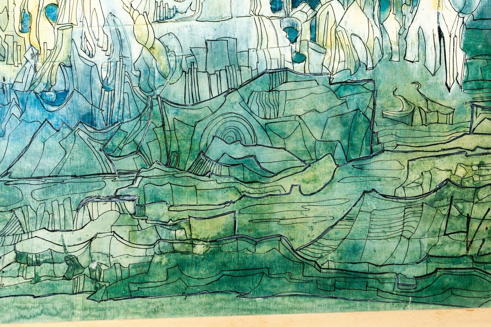 Abstract Organic Painting Depicting Atlantis Paiting   Lvi – 1971 photo 299.0