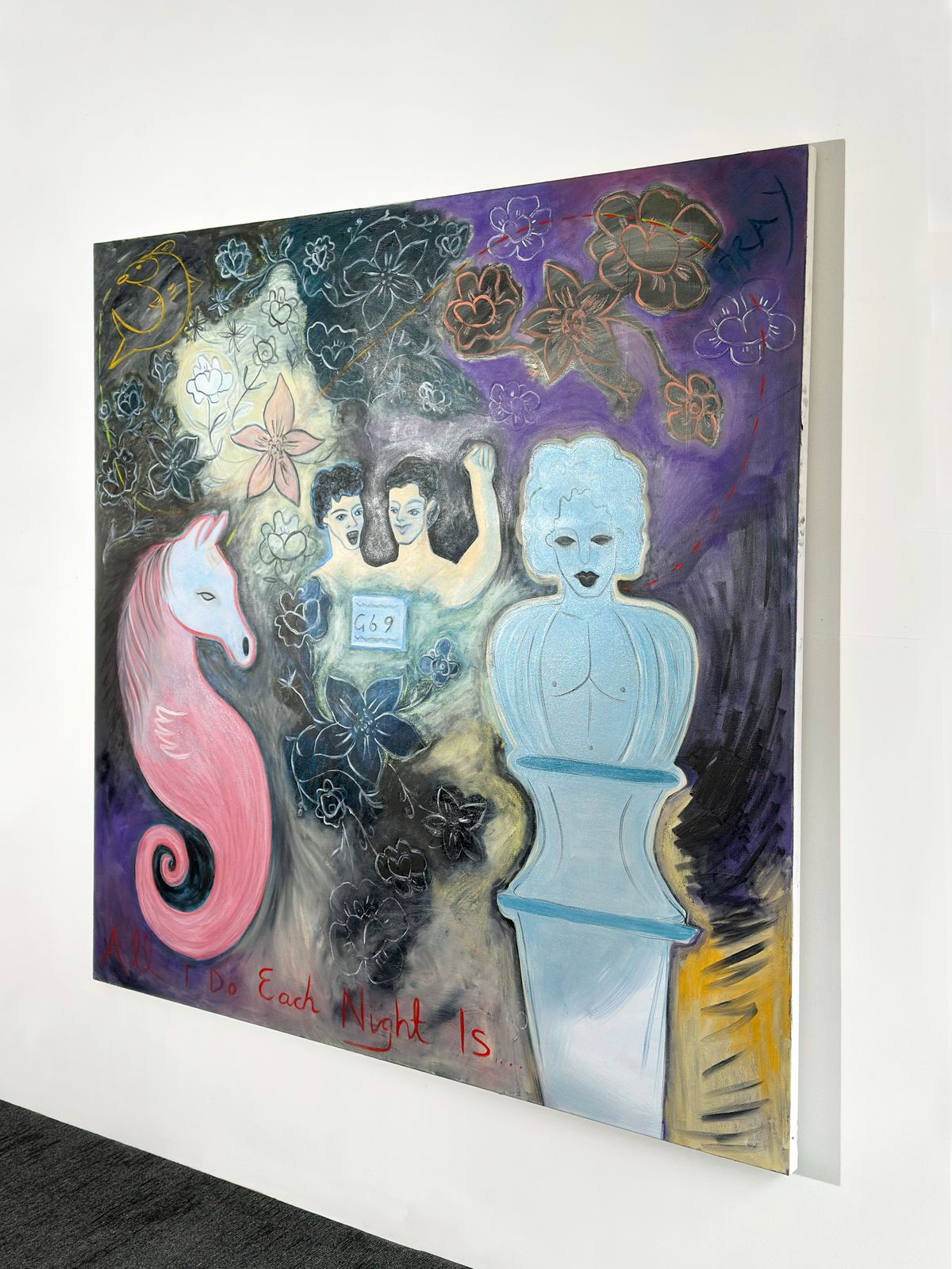 Large Contemporary Oil Painting ‘All I Do Each Night Is… Pray’ By Steven E Robertson, Scotland, 2025 photo for sale