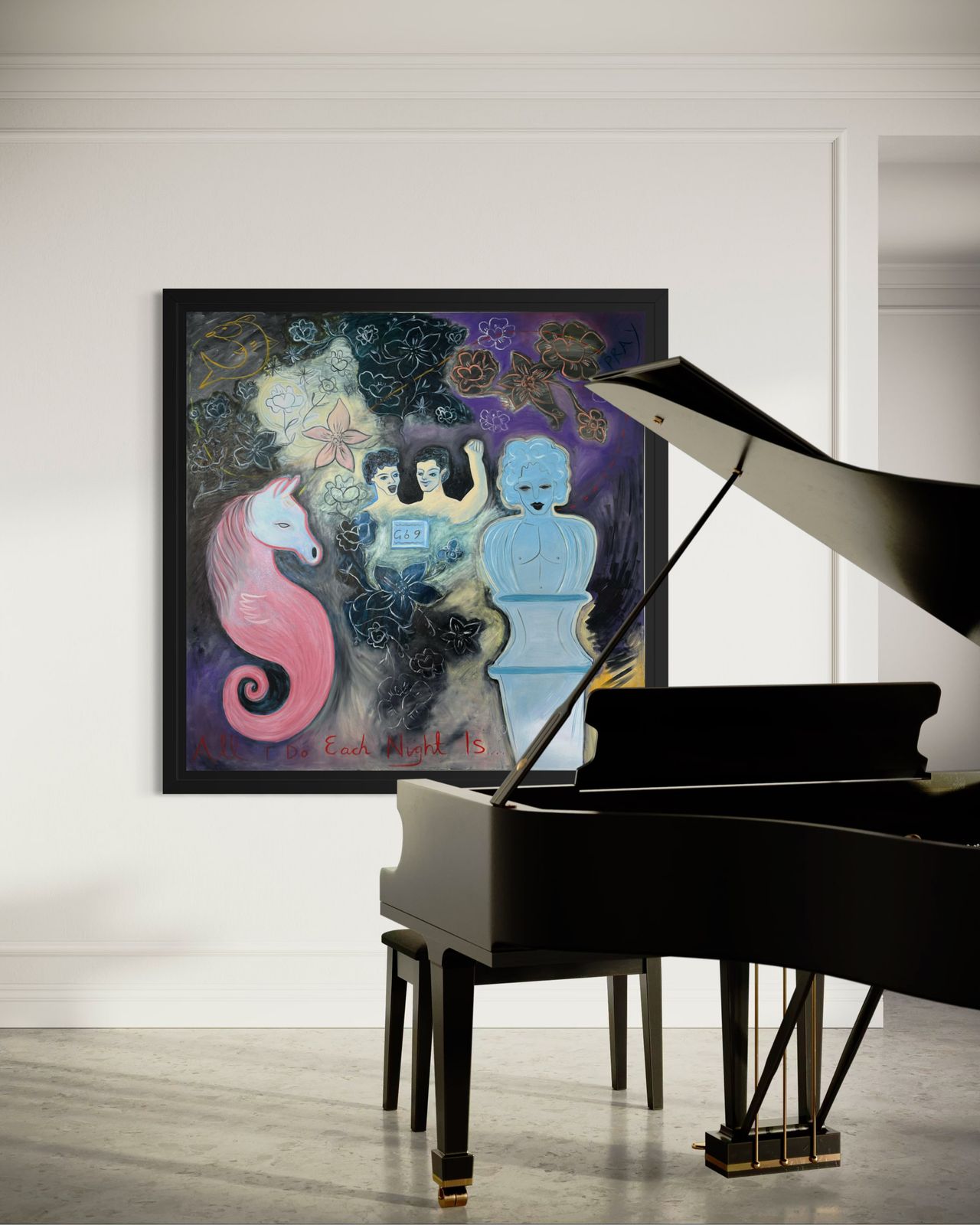 Large Contemporary Oil Painting ‘All I Do Each Night Is… Pray’ By Steven E Robertson, Scotland, 2025 photo Art