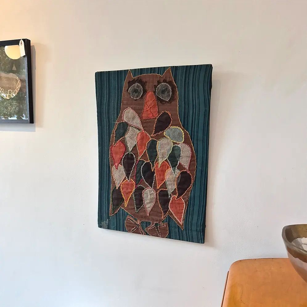 Vintage 1970's Owl Wall Hanging: Mid Century Modernist Brutalist Retro Style photo furniture