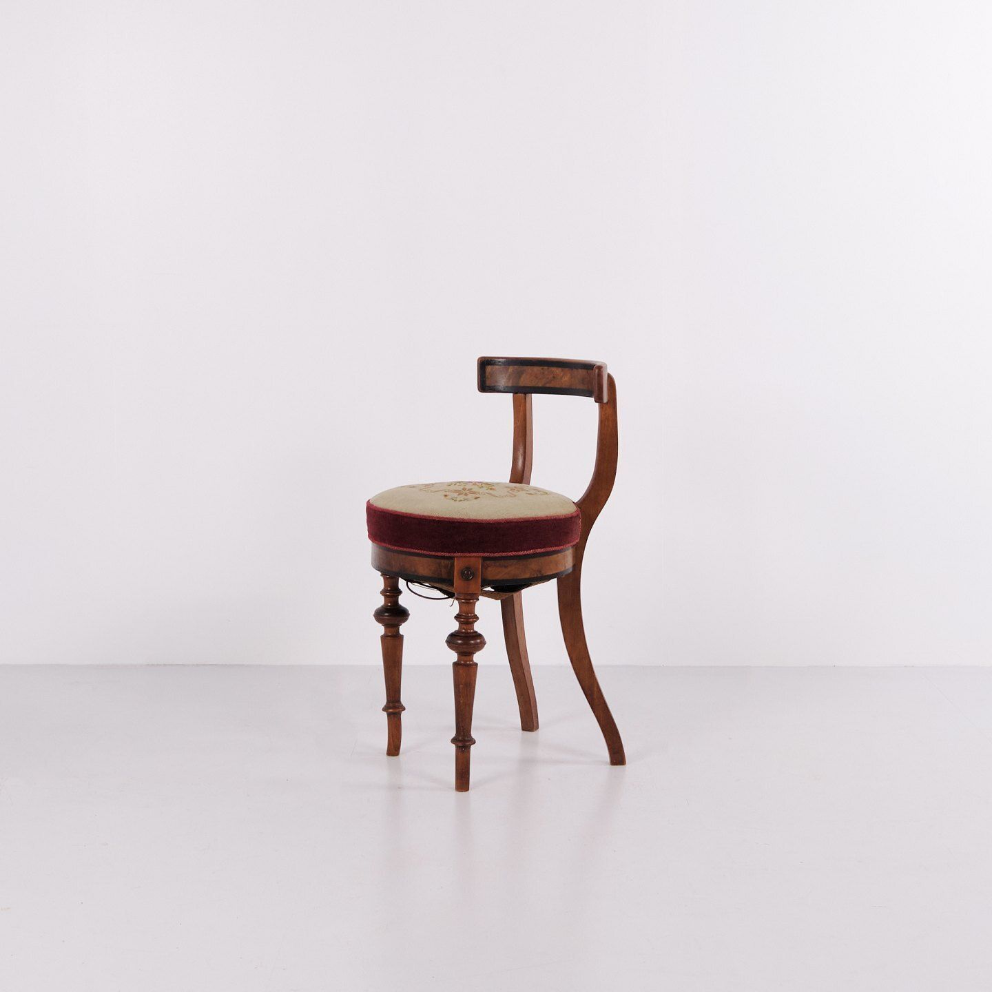 Small Piano Stool In Polished Walnut With Marquetry From 1880 photo furniture