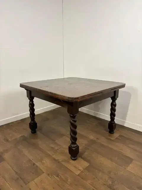 Vintage Oak Barley Twist Draw Leaf Dining Table photo vinterior