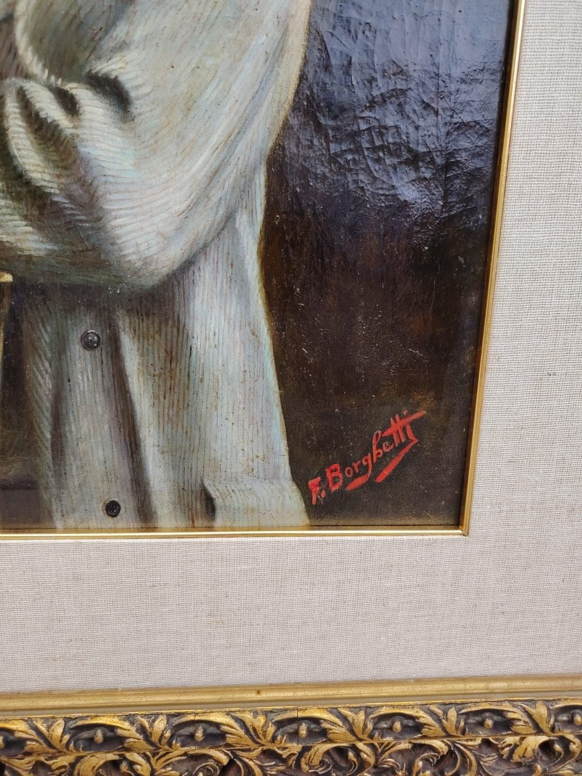 Oil Painting On Canvas Portrait Pietro Mascagni Primi 900 F.Borghetti photo Art