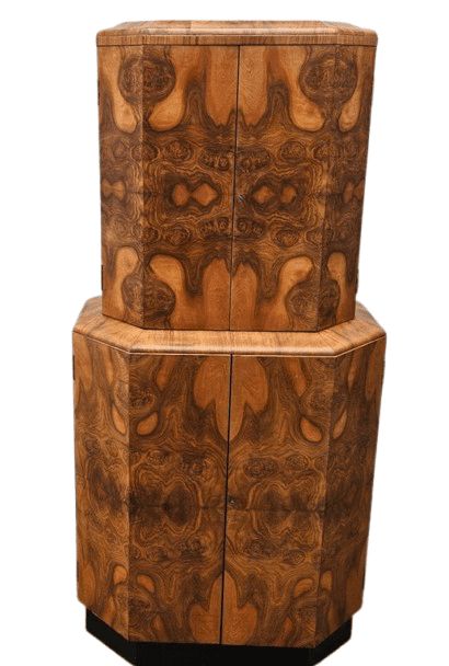British Art Deco Cocktail Bar With Stunning Figured Walnut