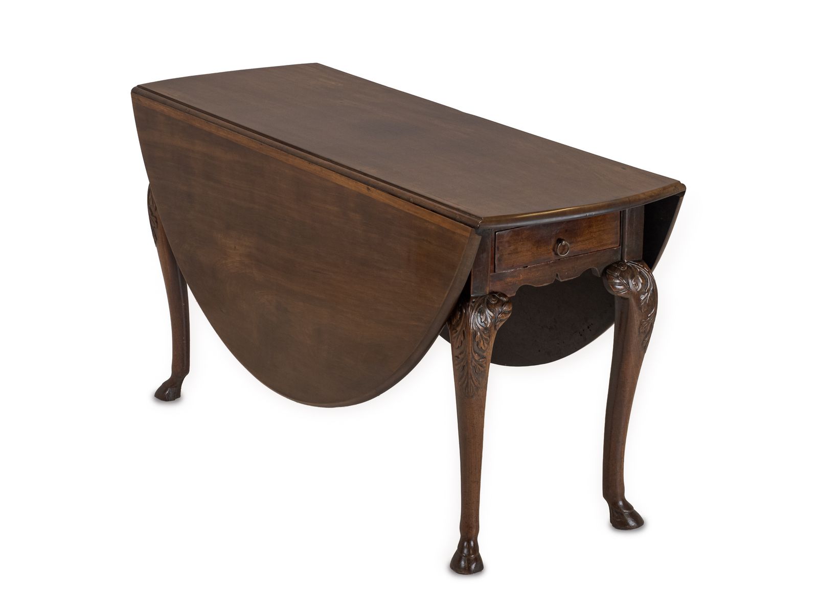 George II Irish Mahogany Oval Drop Leaf Dining Table, C.1750, Carved Cabriole Legs And Hoof Feet photo furniture