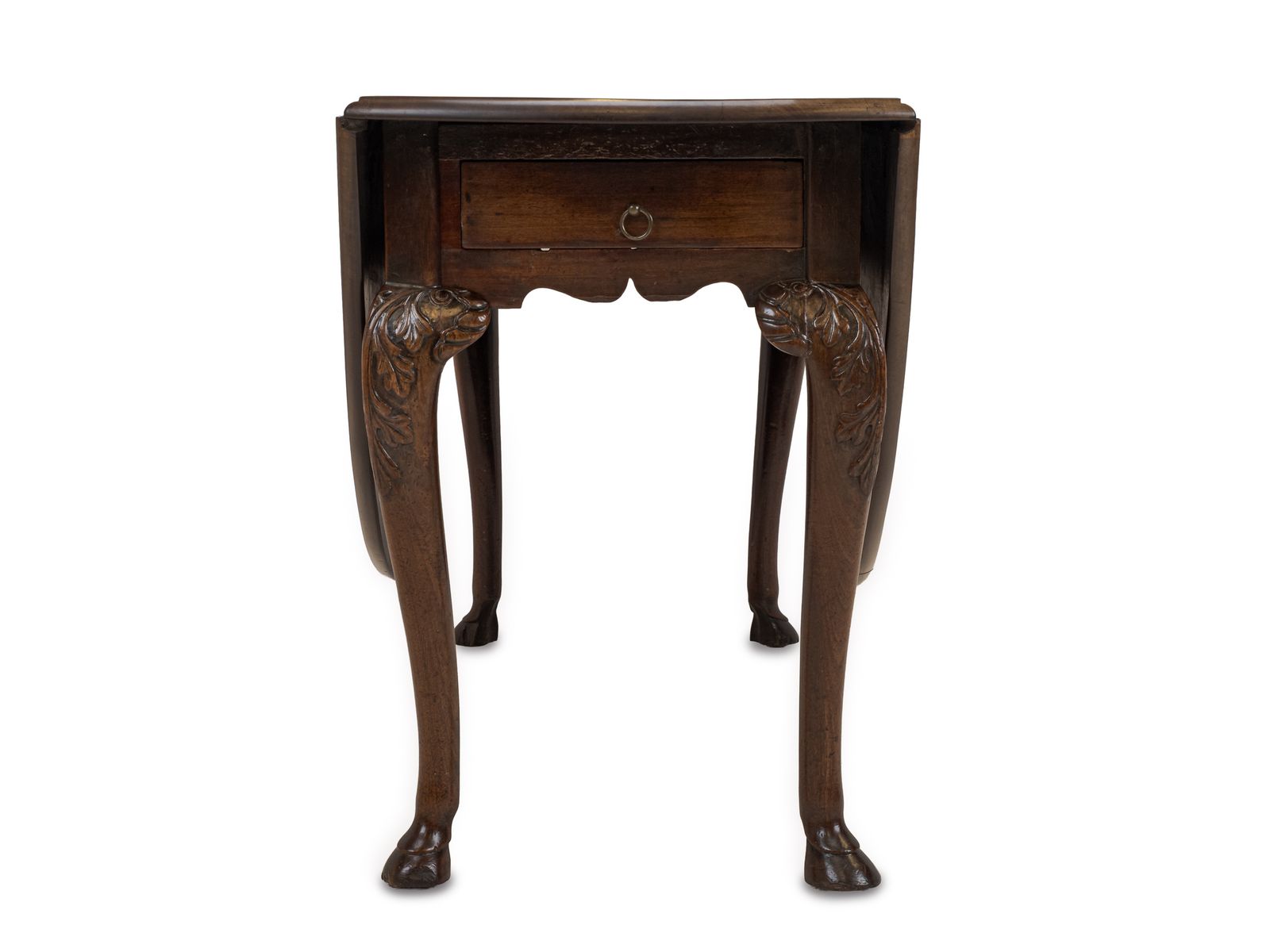 895.0 George II Irish Mahogany Oval Drop Leaf Dining Table, C.1750, Carved Cabriole Legs And Hoof Feet photo