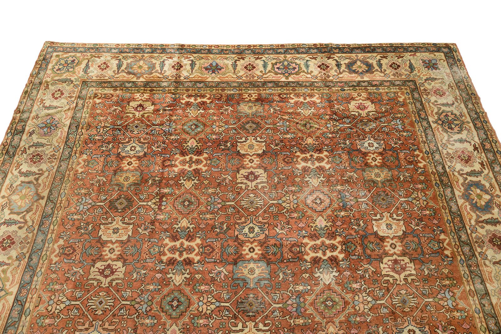 Antique Turkish Sultanabad Rug, 1920, Terracotta And Ivory photo furniture