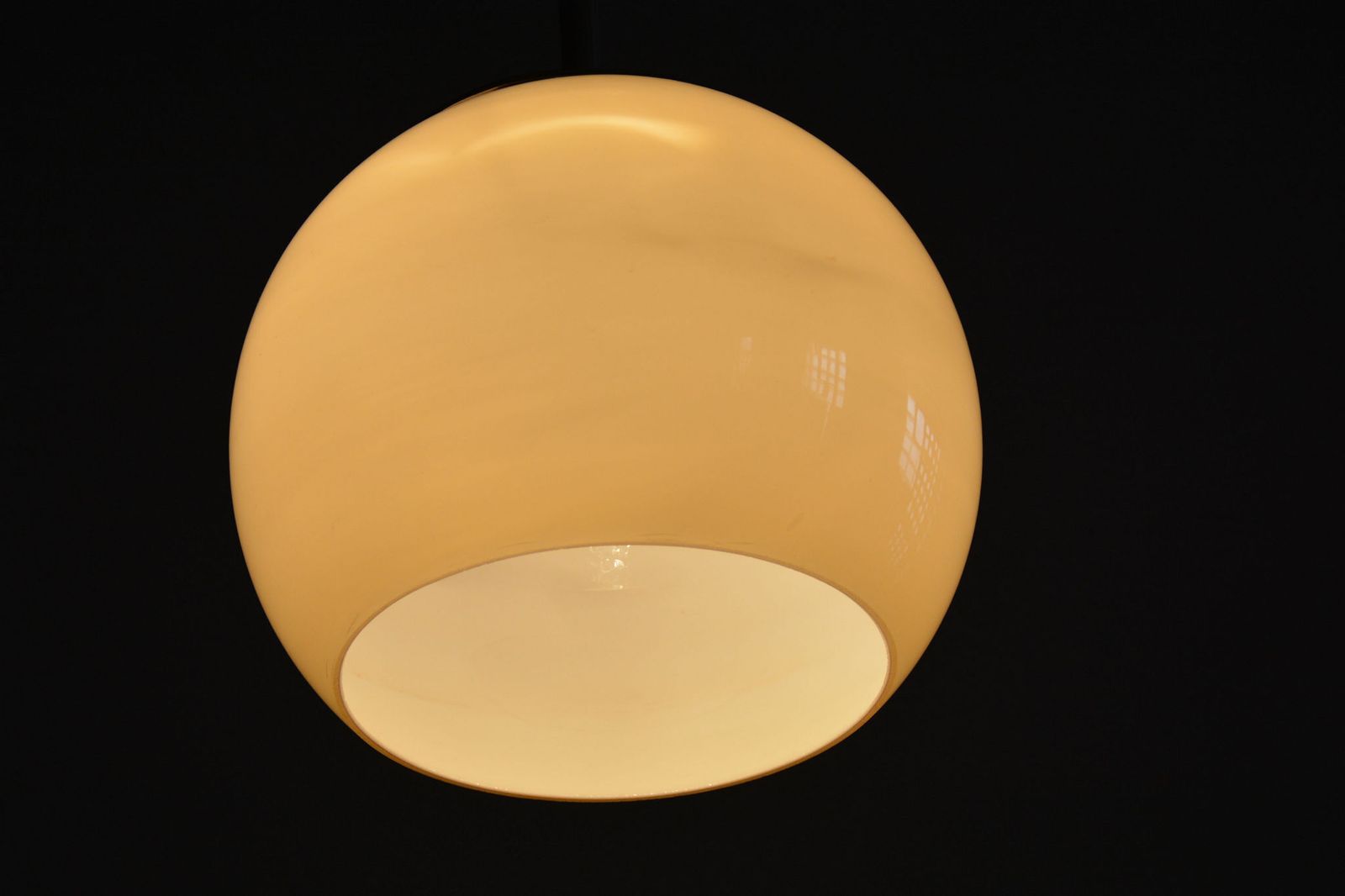 Restored Bauhaus Chandelier, Chrome Plated Steel, Opaline Glass, Czech, 1930s photo buy