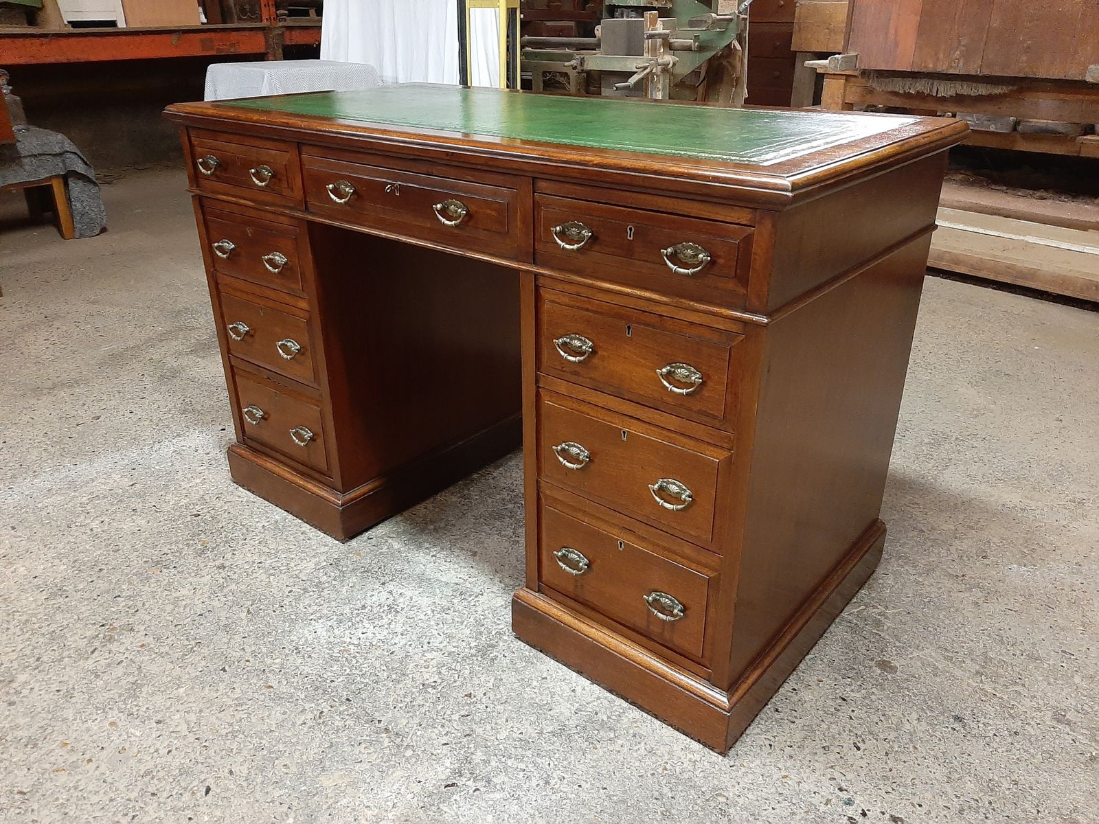photo furniture Lovely Antique Walnut Pedestal Desk In Excellent Condition