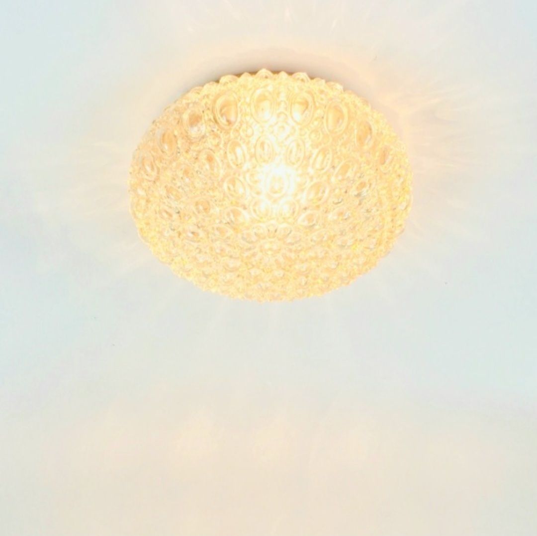 Mid-Century Amber Bubbelglas Plafondlamp van Helena Tynell voor Limburg, Duitsland, jaren 1960/1970 photo vinterior