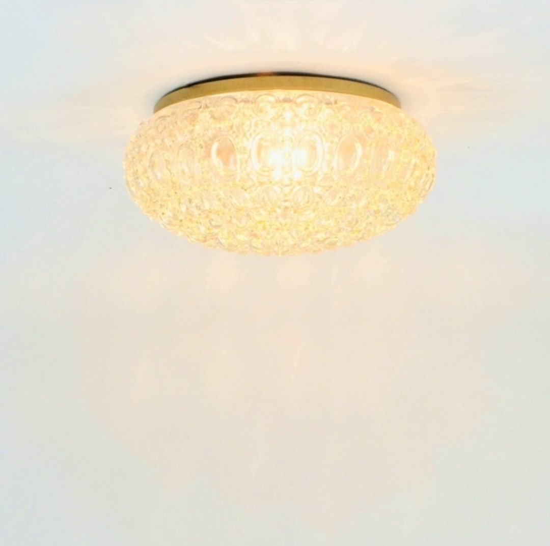 Mid-Century Amber Bubbelglas Plafondlamp van Helena Tynell voor Limburg, Duitsland, jaren 1960/1970 photo buy