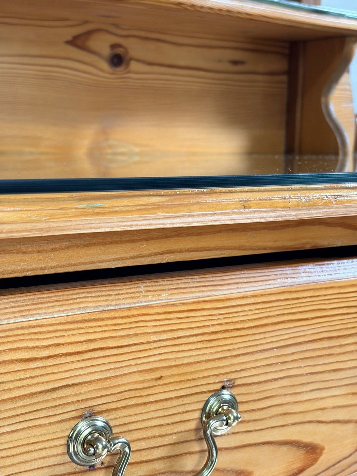 Antique Edwardian Pine Dressing Chest Table Vanity Swing Mirror 2 Drawers Glass photo buy