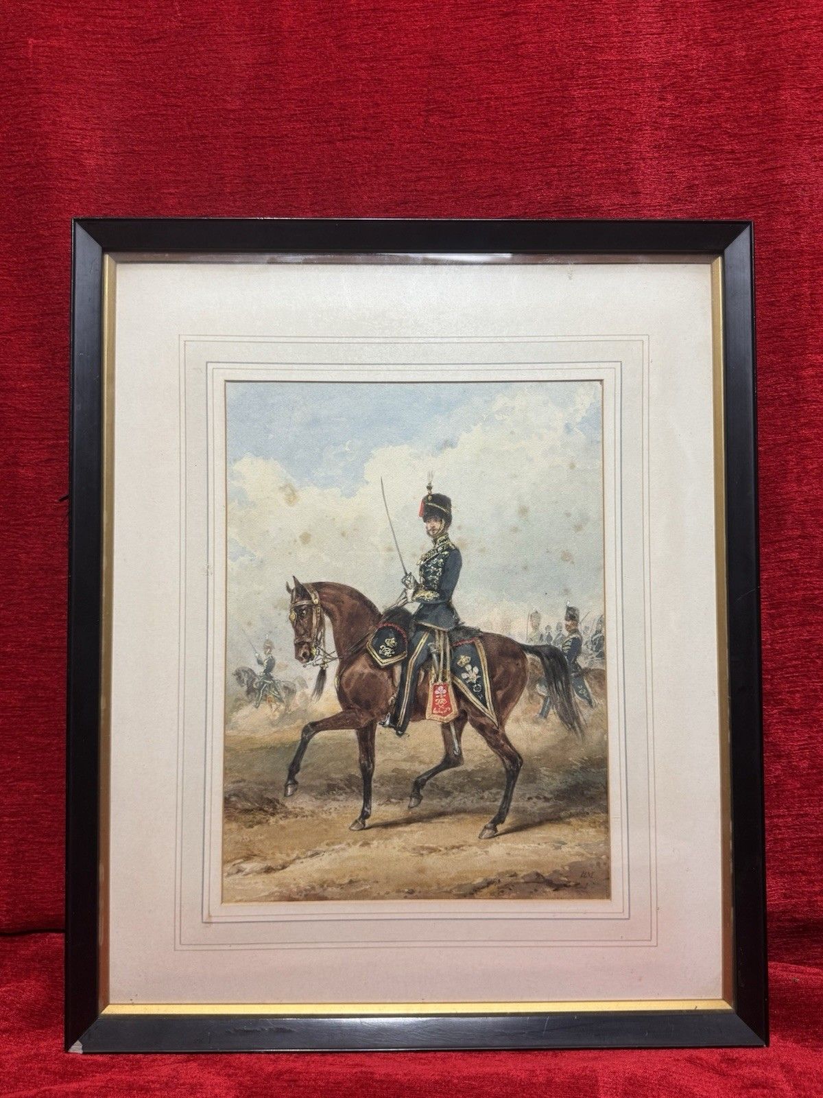 Royal Hussars Military Illustration Watercolour By Henry Martens Circa 1850 photo furniture