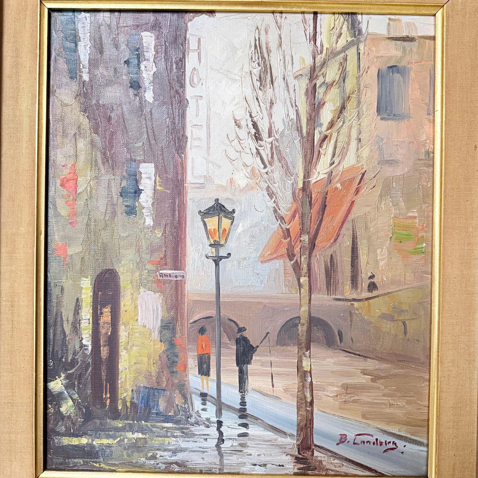 The Old Hotel Street, Paris Jaren 1930. Vintage Olieverfschilderij Van Bengt Tranberg photo furniture