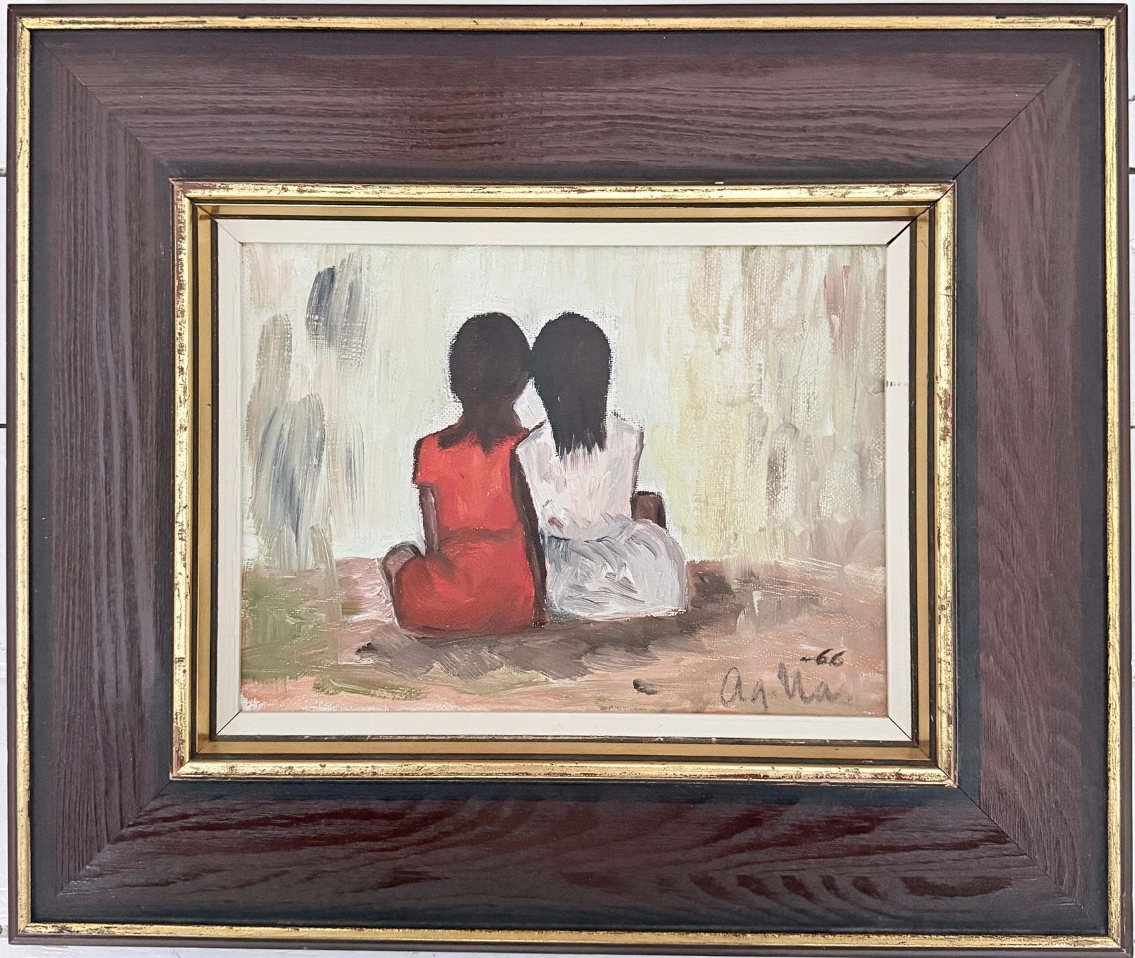 Whispered Thoughts, 1966. Vintage Zweeds olieschilderij.