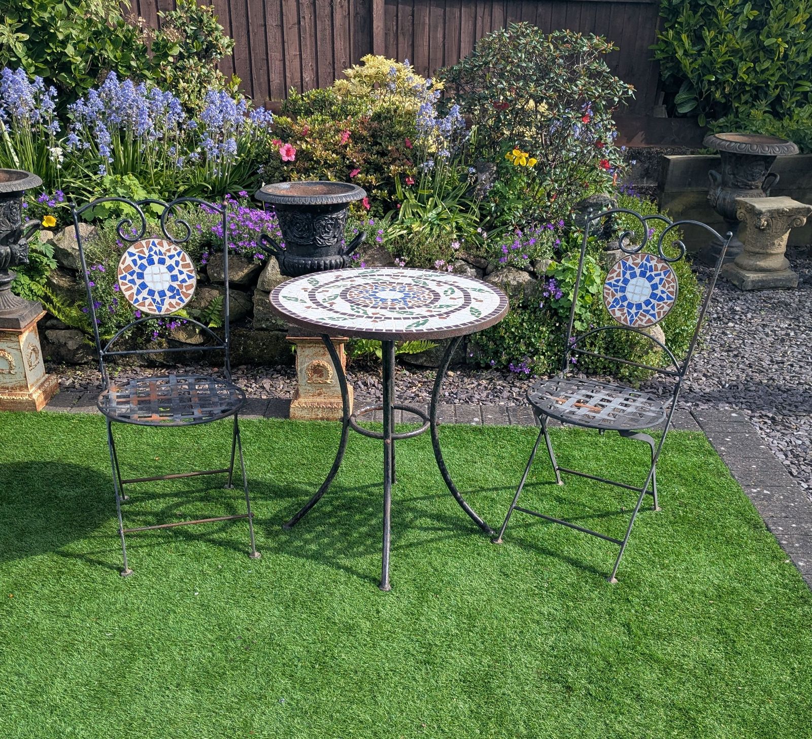Vintage Metal Bistro Set With Mosaic Detail Delivery Available 0322 photo 563.0
