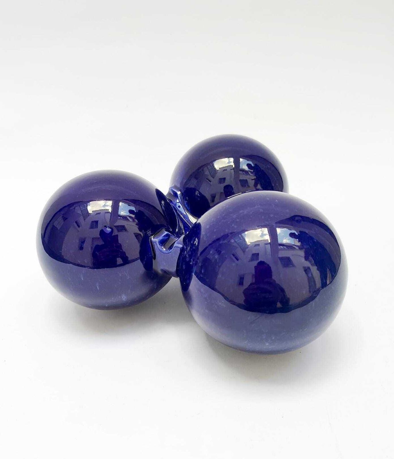 Vintage Blue Ceramic Ashtray, Space Age Design, 1970s Rigon Bertoncello Era, 3 Spheres photo vinterior
