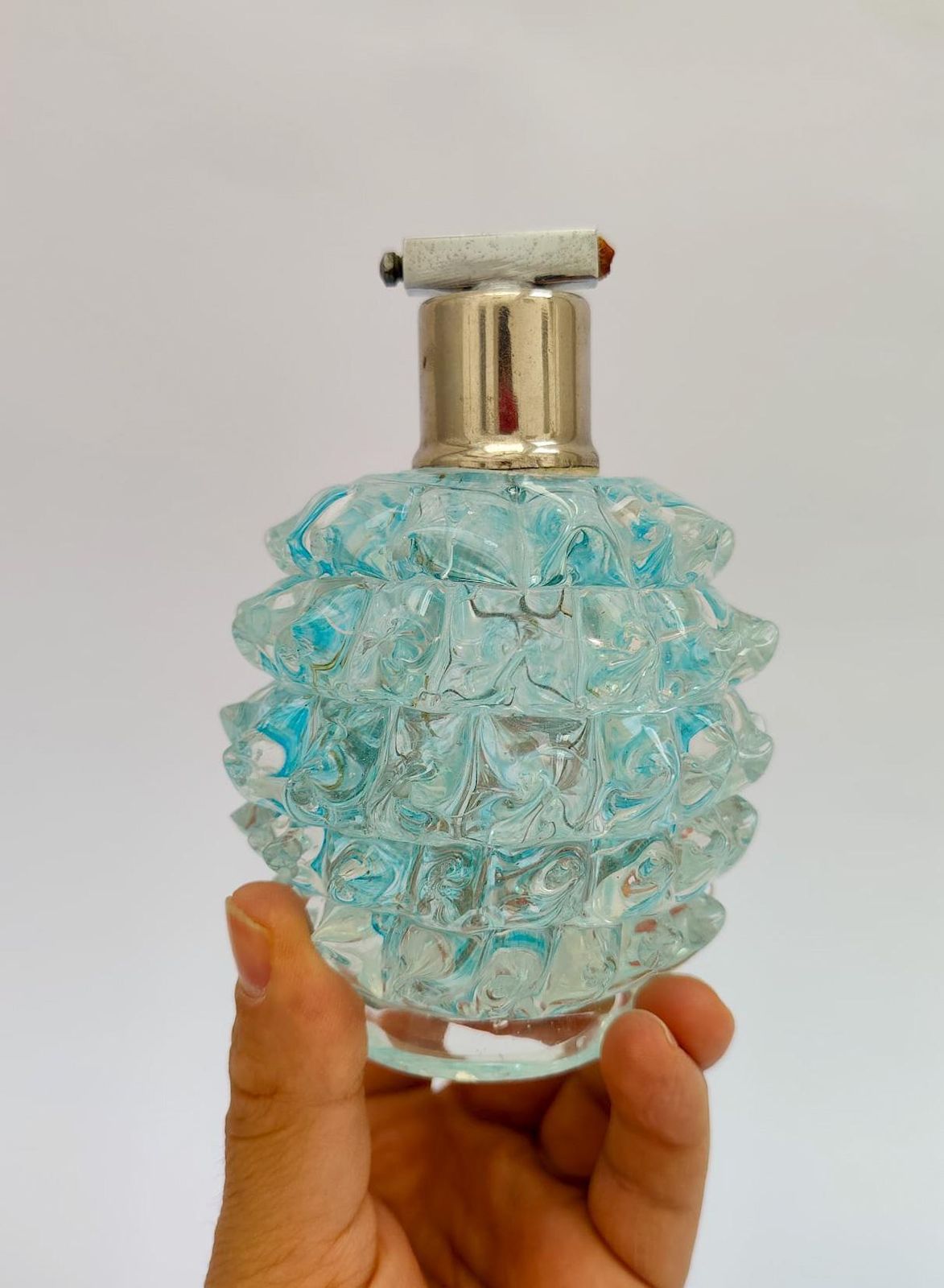 216.0 Set Of 3 Murano Glass Perfume Jars, Acquamarina Rostrato, Barovier And Toso, 1950s Vintage Design photo