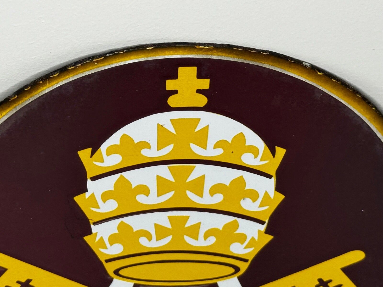 20e-eeuws klein religieus emaille bord Paus Vaticaanstad photo Woonaccessoires