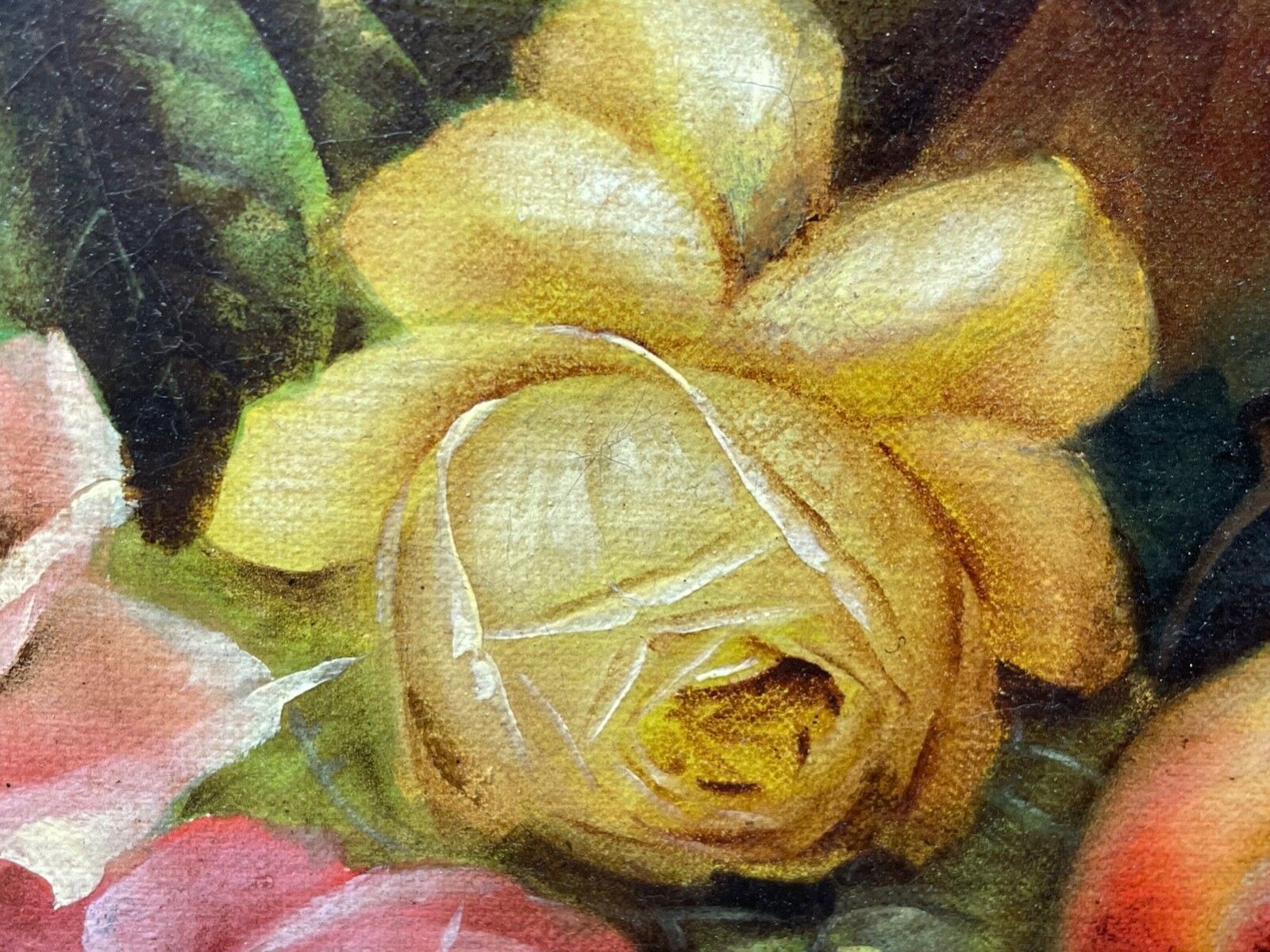 photo buy 19e Eeuws Brits Kunstwerk Olieverfchilderij Stilleven Rozen, Perziken en Druiven van Edwin Steele